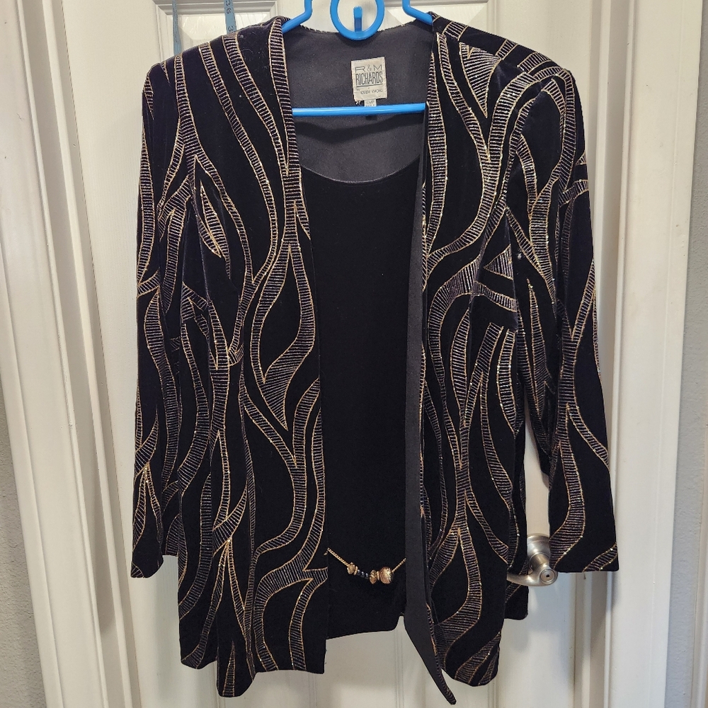 R&M Richards vintage 2 piece velveteen blazer size 16W
